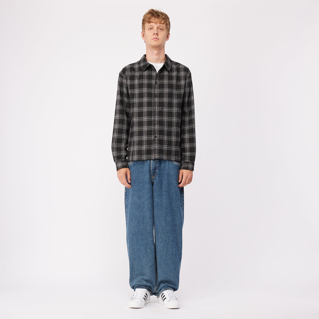 Dime Plaid Flannel Shirt - Black
