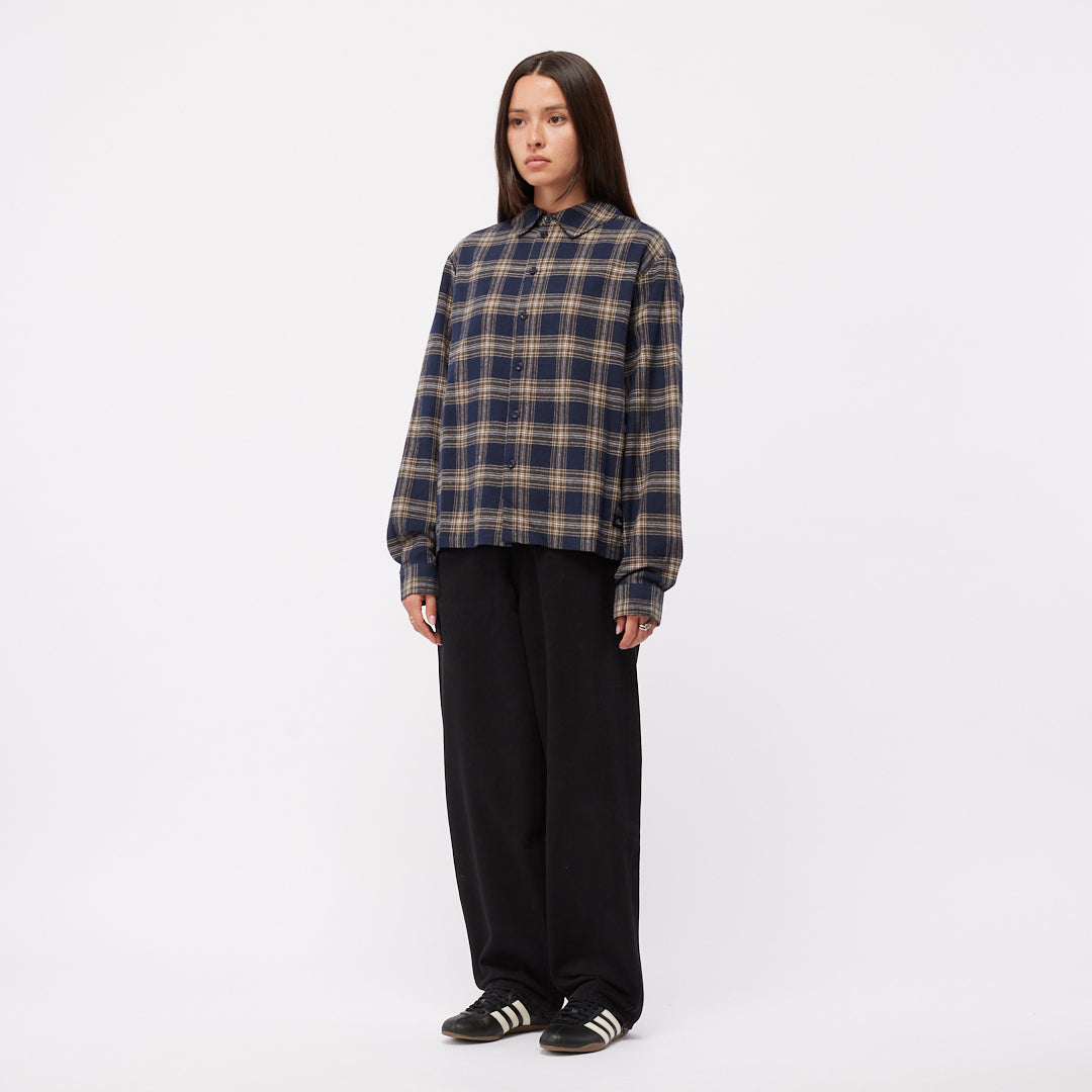 Dime Plaid Flannel Shirt - Navy