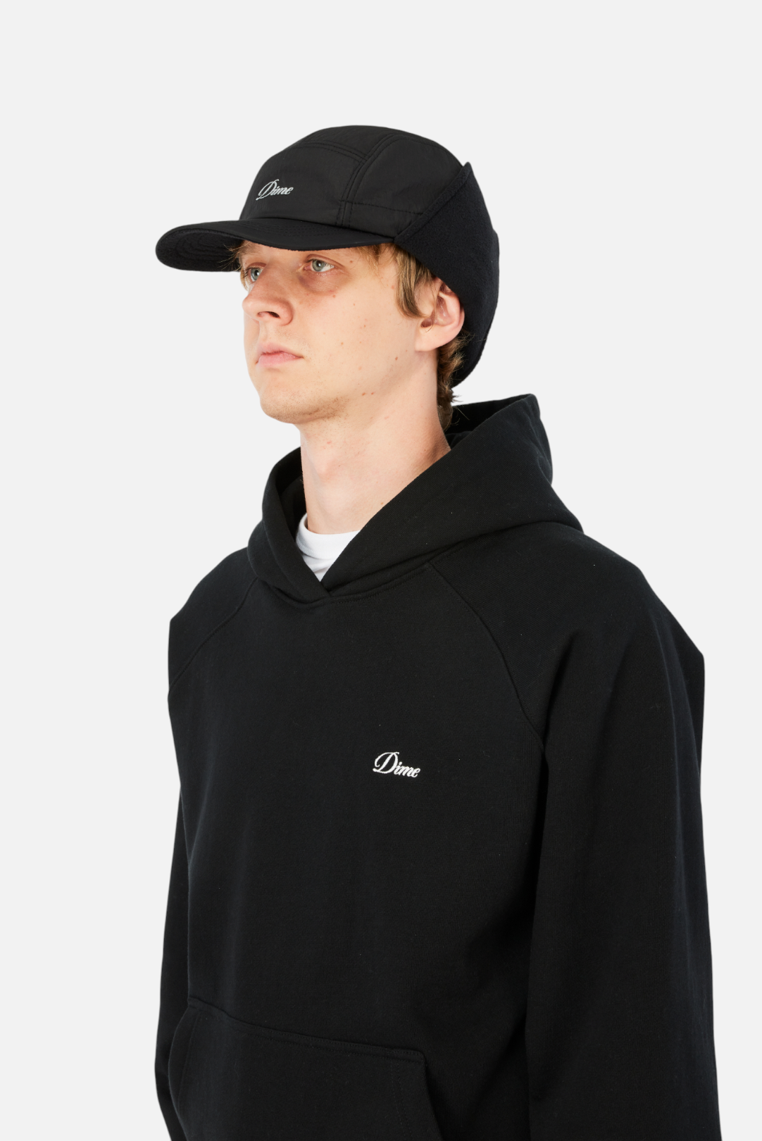 Dime Cursive Earflap Cap - Black