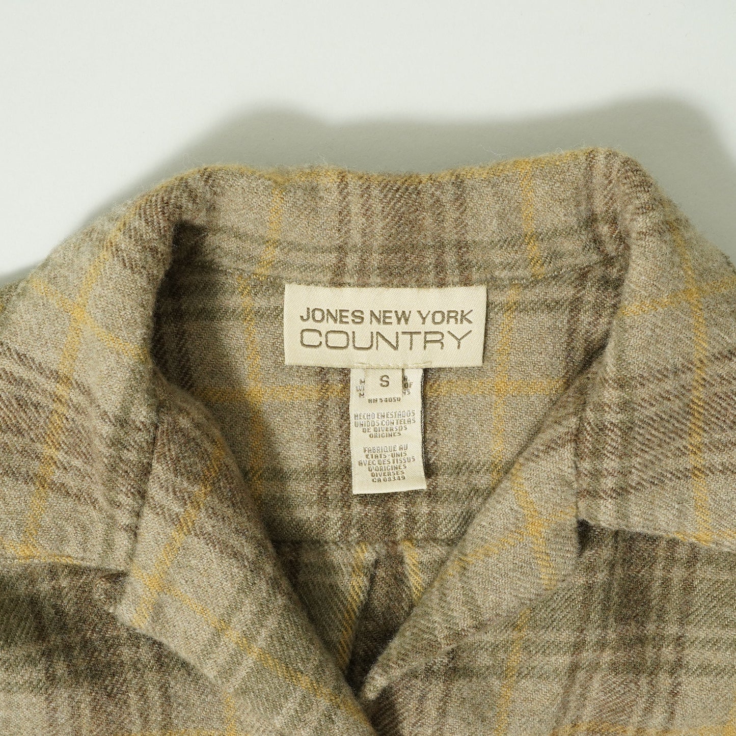 JONES NEW YORK Flannel Open Collar Shirt