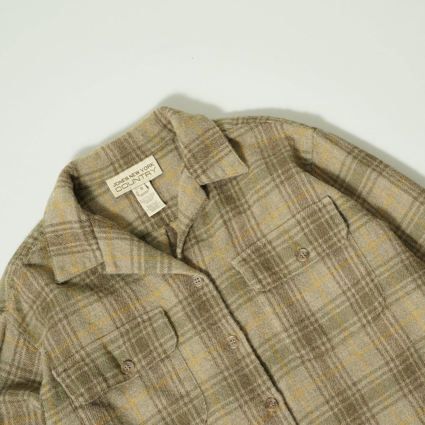 JONES NEW YORK Flannel Open Collar Shirt