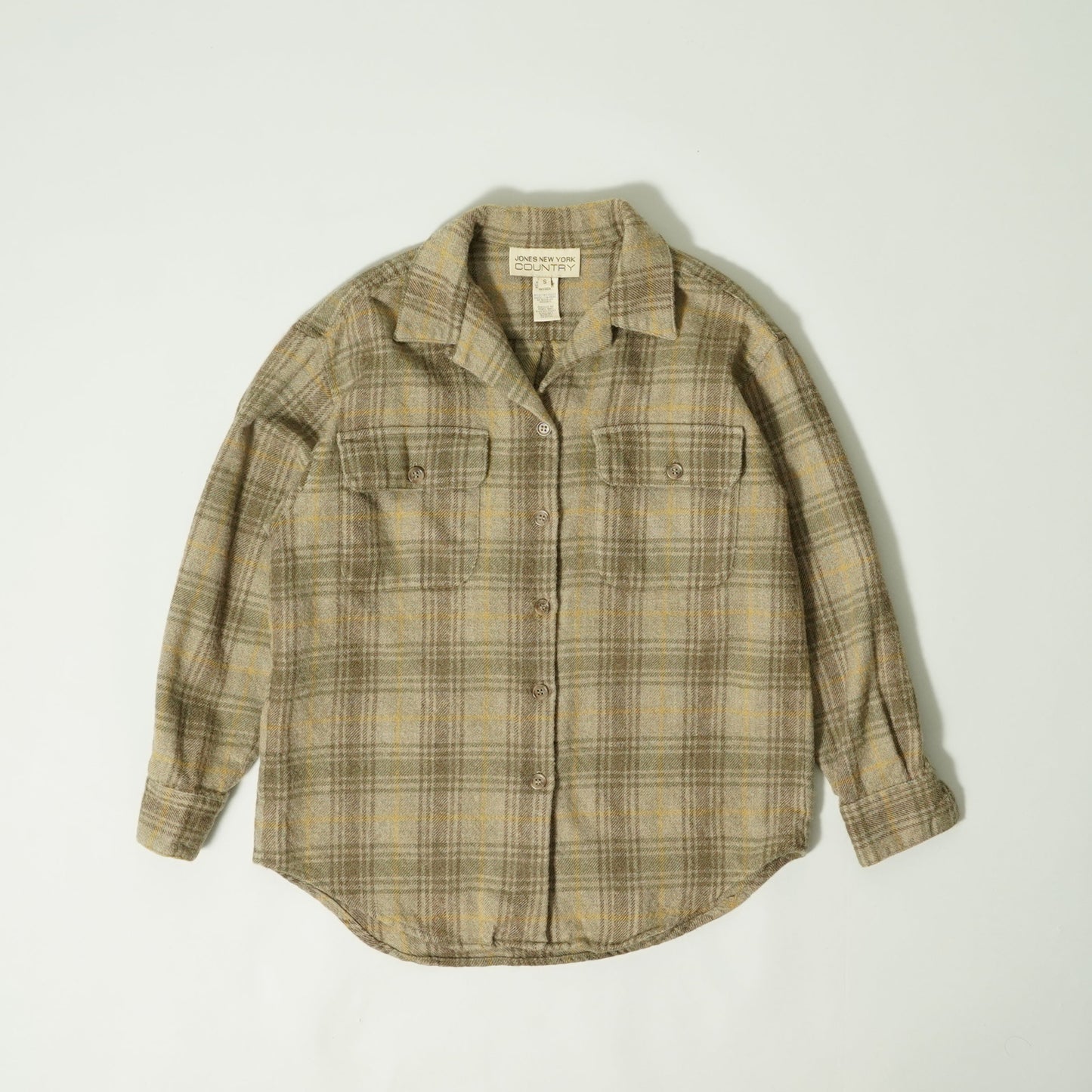 JONES NEW YORK Flannel Open Collar Shirt