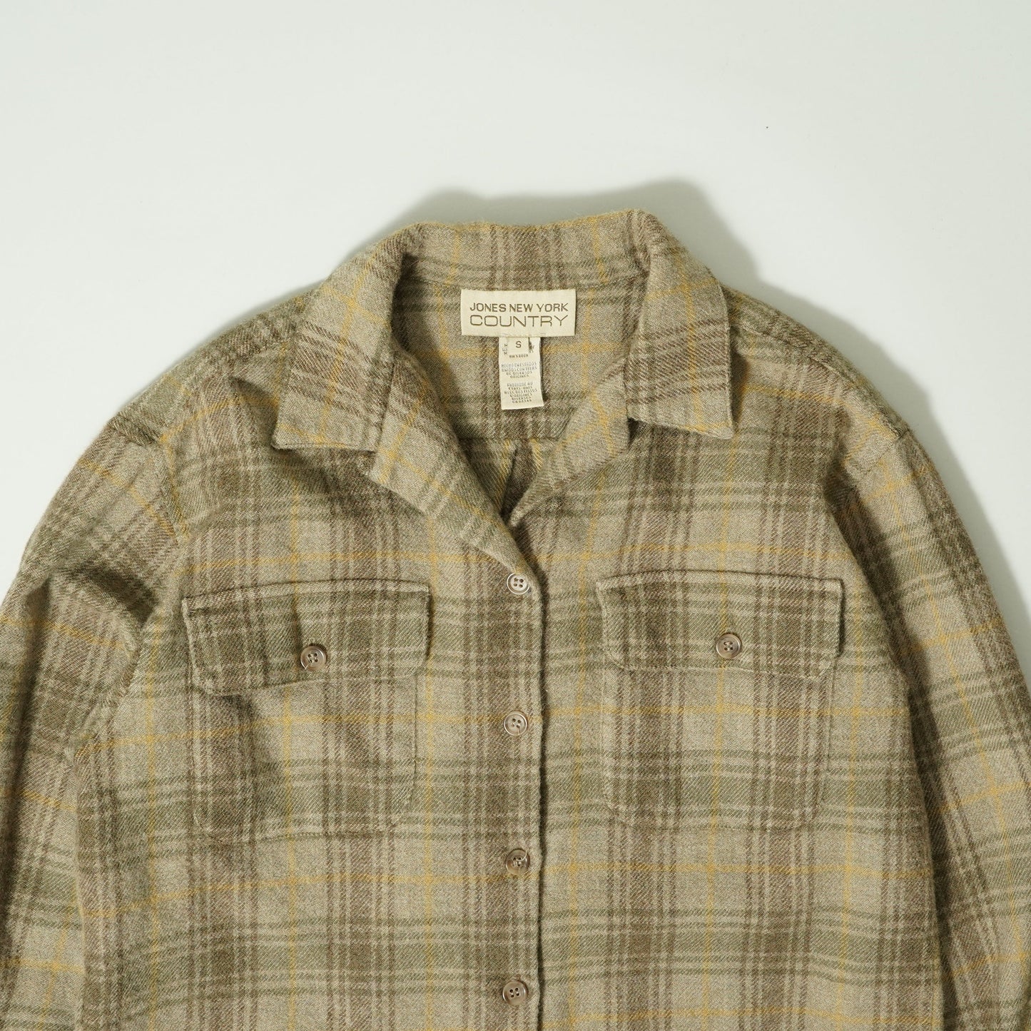 JONES NEW YORK Flannel Open Collar Shirt
