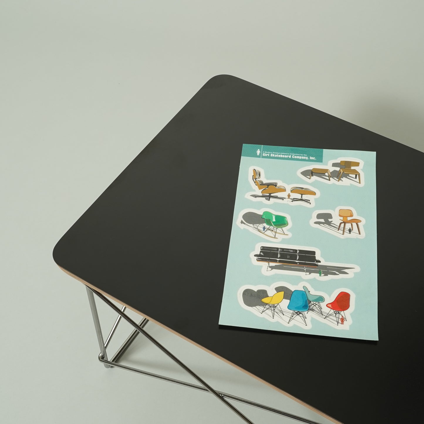 Girl Skateboard Eames Chair Sticker Sheet