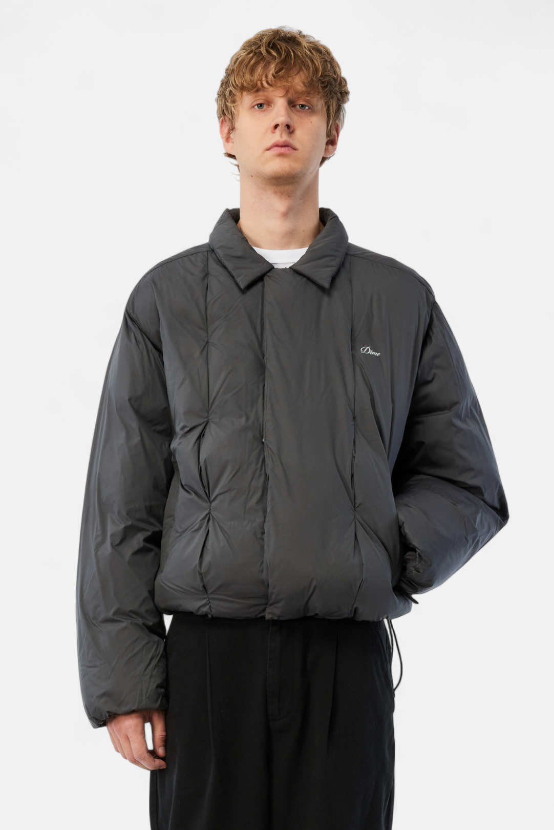 Dime Pleated Puffer - Charcoal