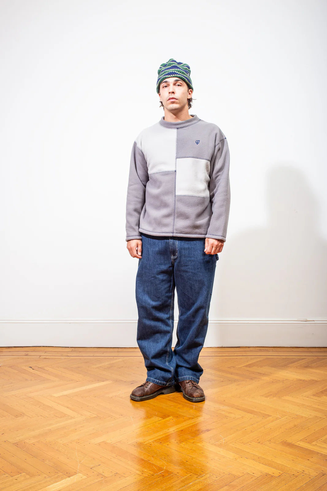 Sexhippies Box Fleece Mock Neck - Light Grey/Charcoal