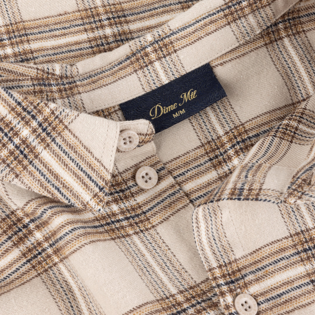 Dime Plaid Flannel Shirt - Beige