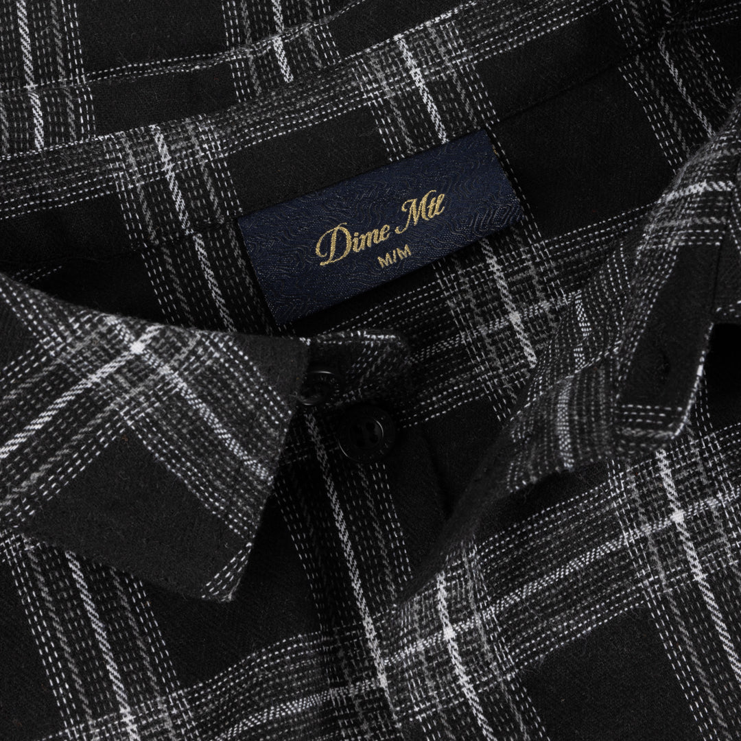 Dime Plaid Flannel Shirt - Black