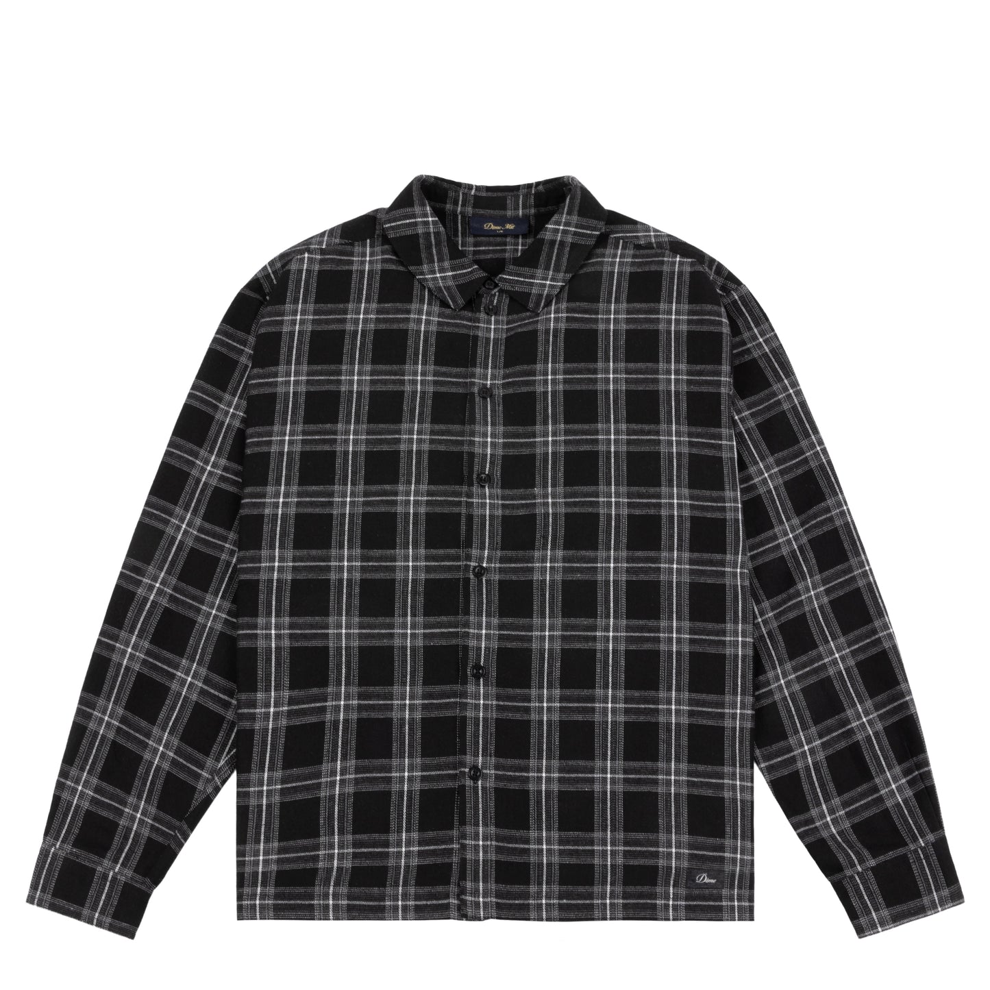 Dime Plaid Flannel Shirt - Black