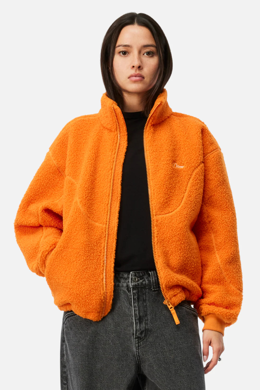 Dime Polar Fleece Sherpa Zip - Orange