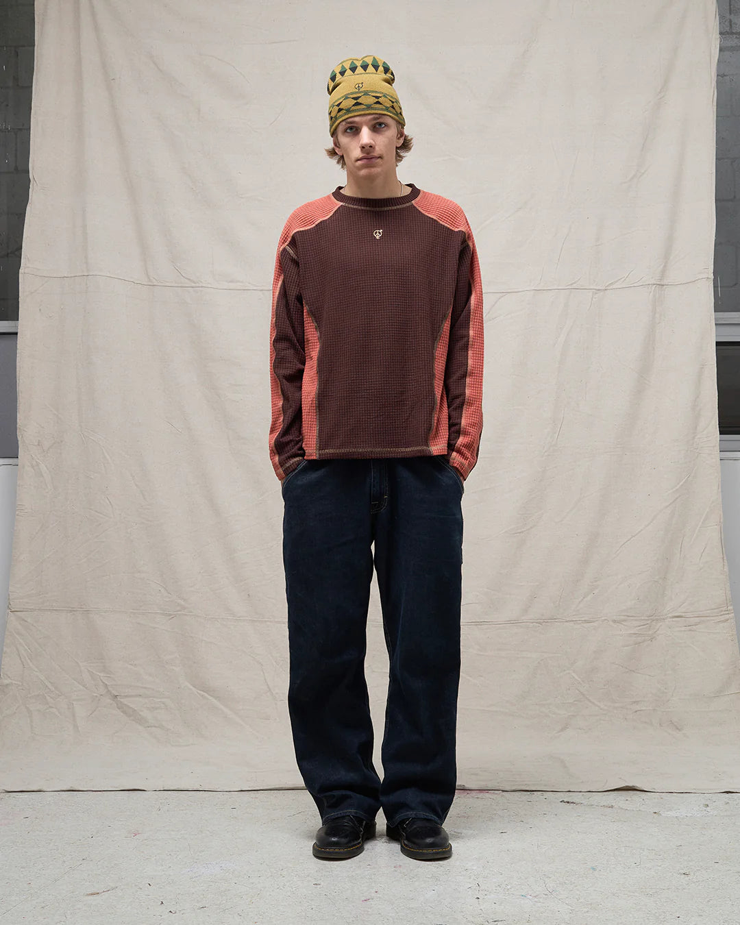 Sexhippies Grid Fleece 2.0 - DarK Brown/Terracotta