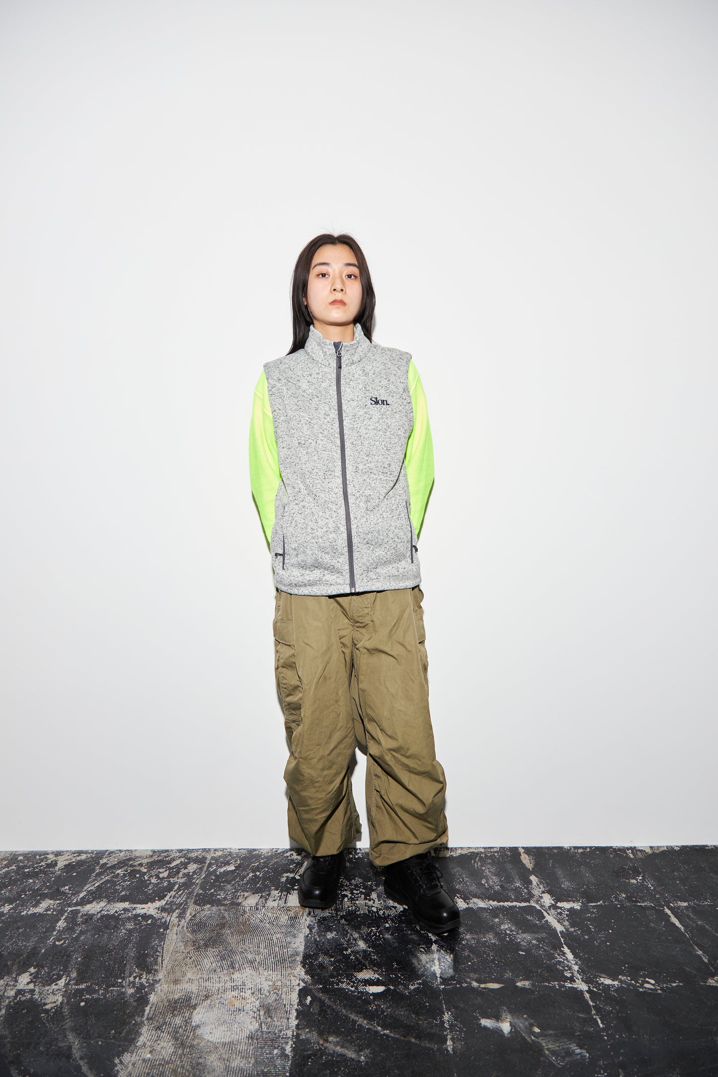 SLON Tech Logo Knit Fleece Vest "Grey Heather"