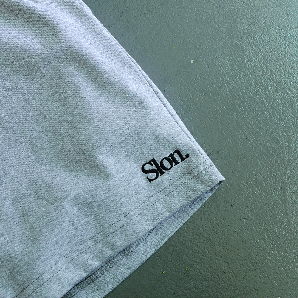 SLON Tech Logo 8.5oz Cotton Shorts “Heather Grey”