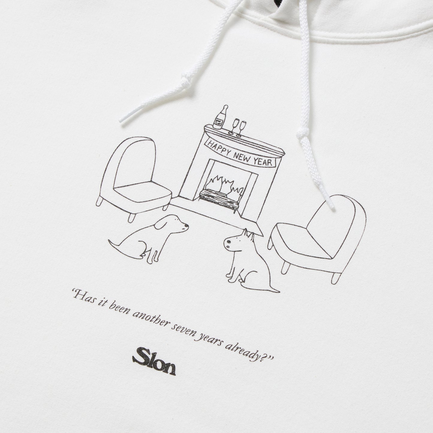 Slon New Year Pullover Hoodie - White