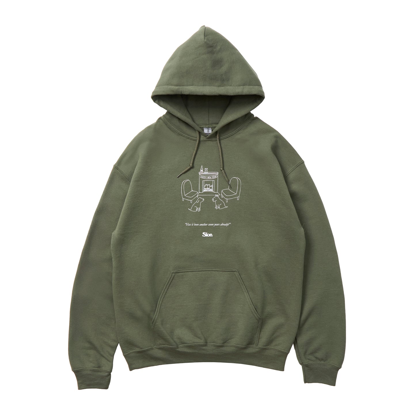 Slon New Year Pullover Hoodie - Military Green