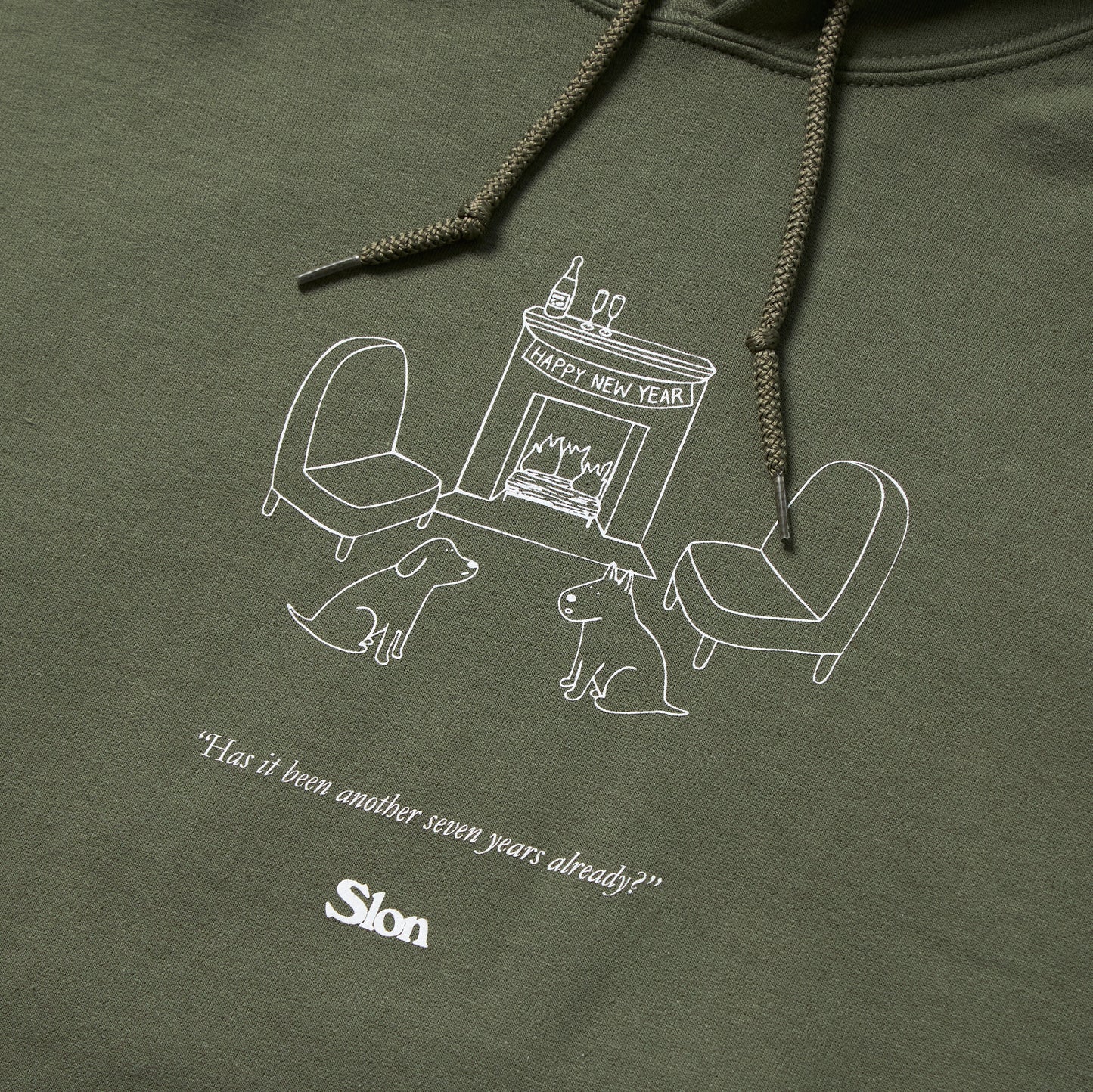 Slon New Year Pullover Hoodie - Military Green
