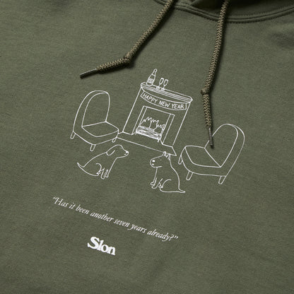 Slon New Year Pullover Hoodie - Military Green