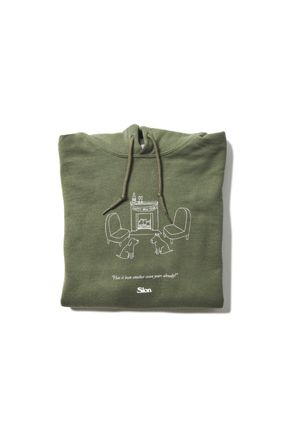 Slon New Year Pullover Hoodie - Military Green