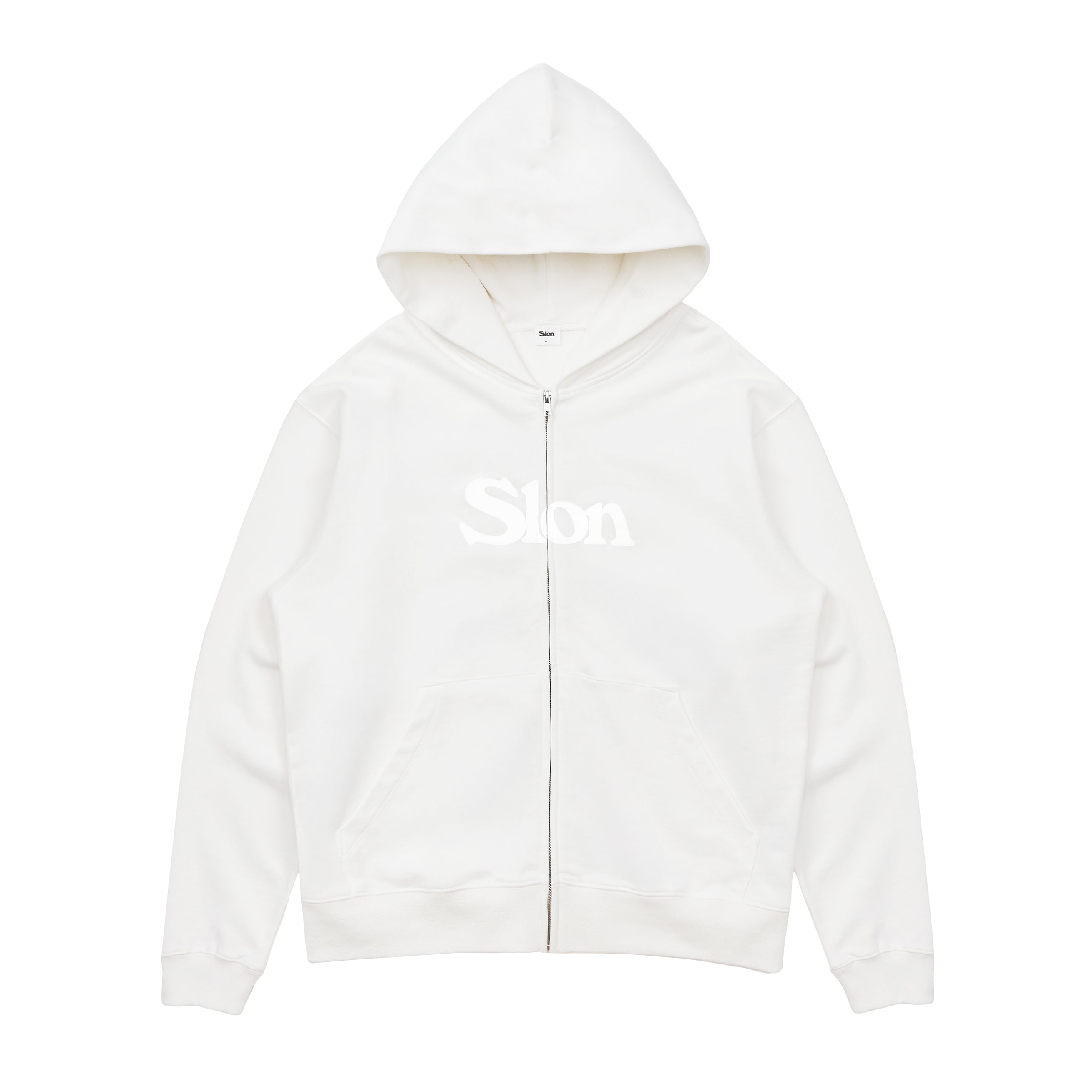 トップス Slon Basic Full Zip Hoodie Slon Basic Full Zip Hoodie - White – SLON STORE