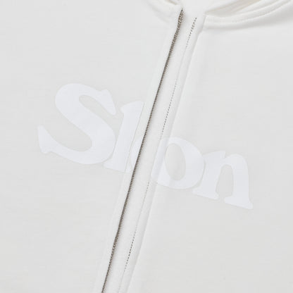 Slon Basic Full Zip Hoodie - White