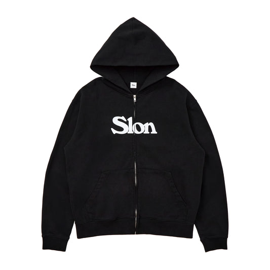 Slon Basic Full Zip Hoodie - Garment Dyed Black