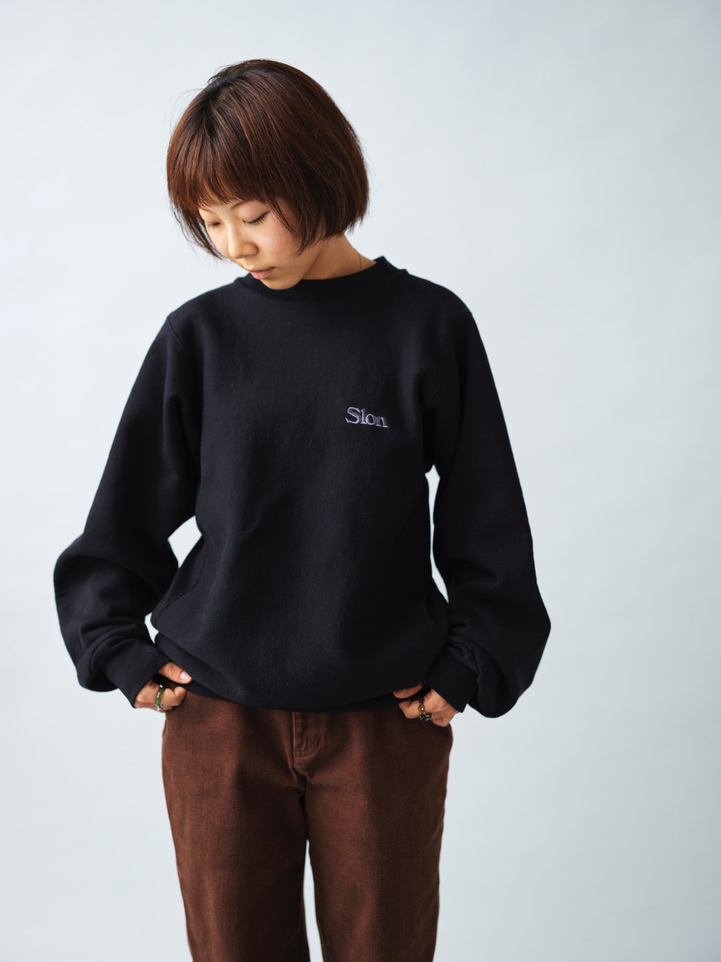 Slon Classic Small Logo Heavyweight Sweatshirt - Black