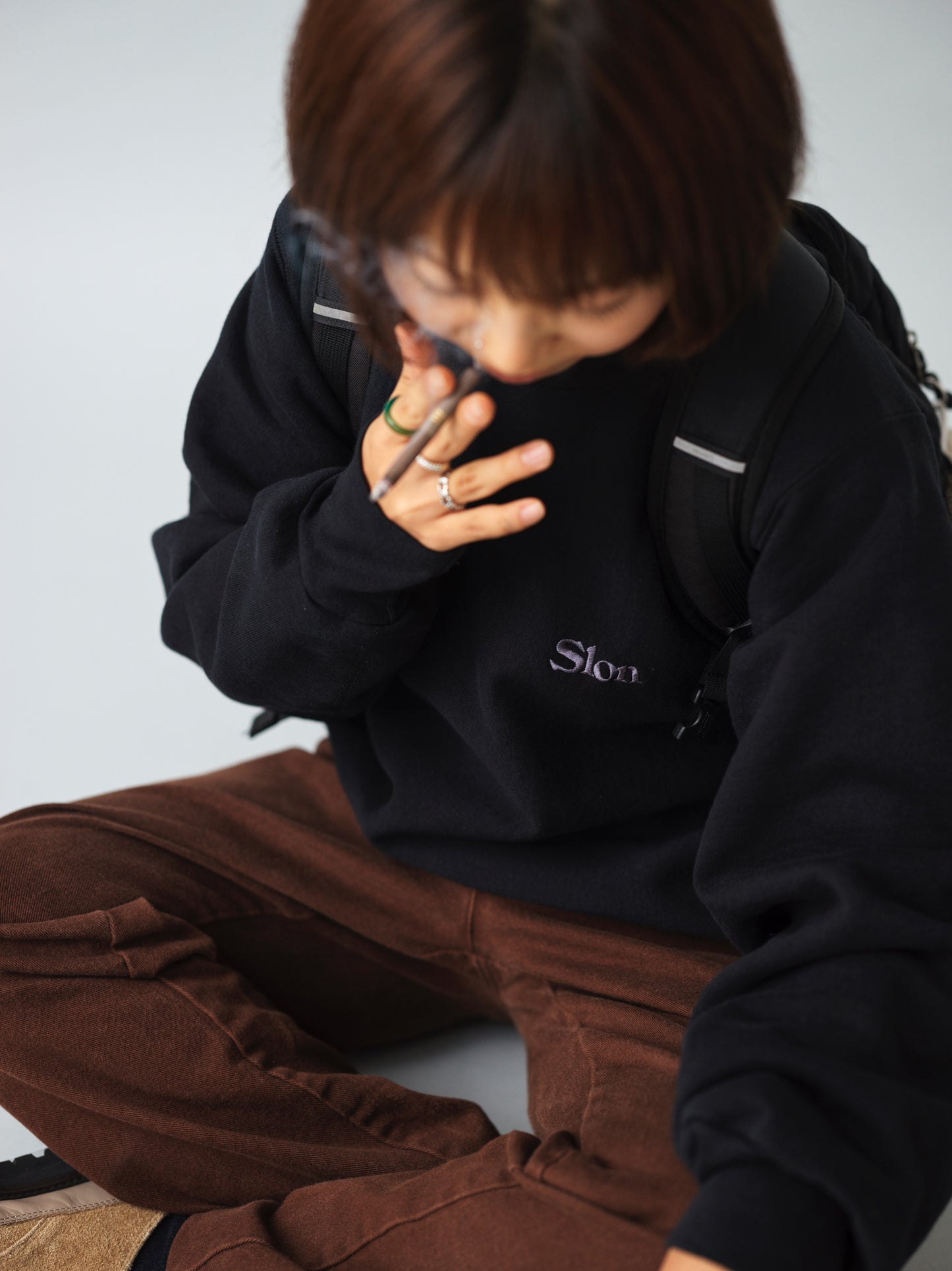 Slon Classic Small Logo Heavyweight Sweatshirt - Black