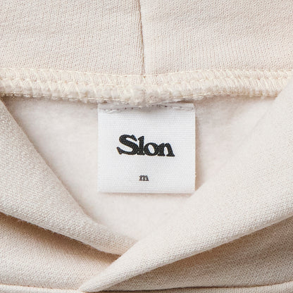 Slon Patched Classic Logo Mid-Weight Wide Hoodie - Creme