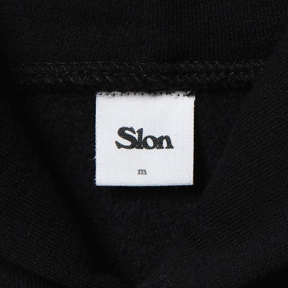 Slon Patched Classic Logo Mid-Weight Wide Hoodie - Black