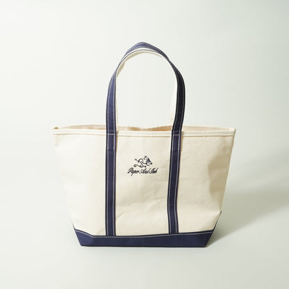 PAPER & INK COTTON CLUB DRAGON LOGO TOTE BAG NAVY HANDLE