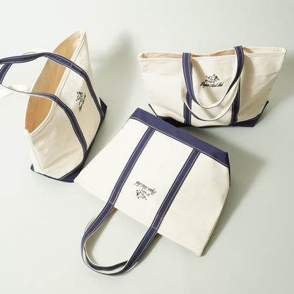 PAPER & INK COTTON CLUB DRAGON LOGO TOTE BAG NAVY HANDLE