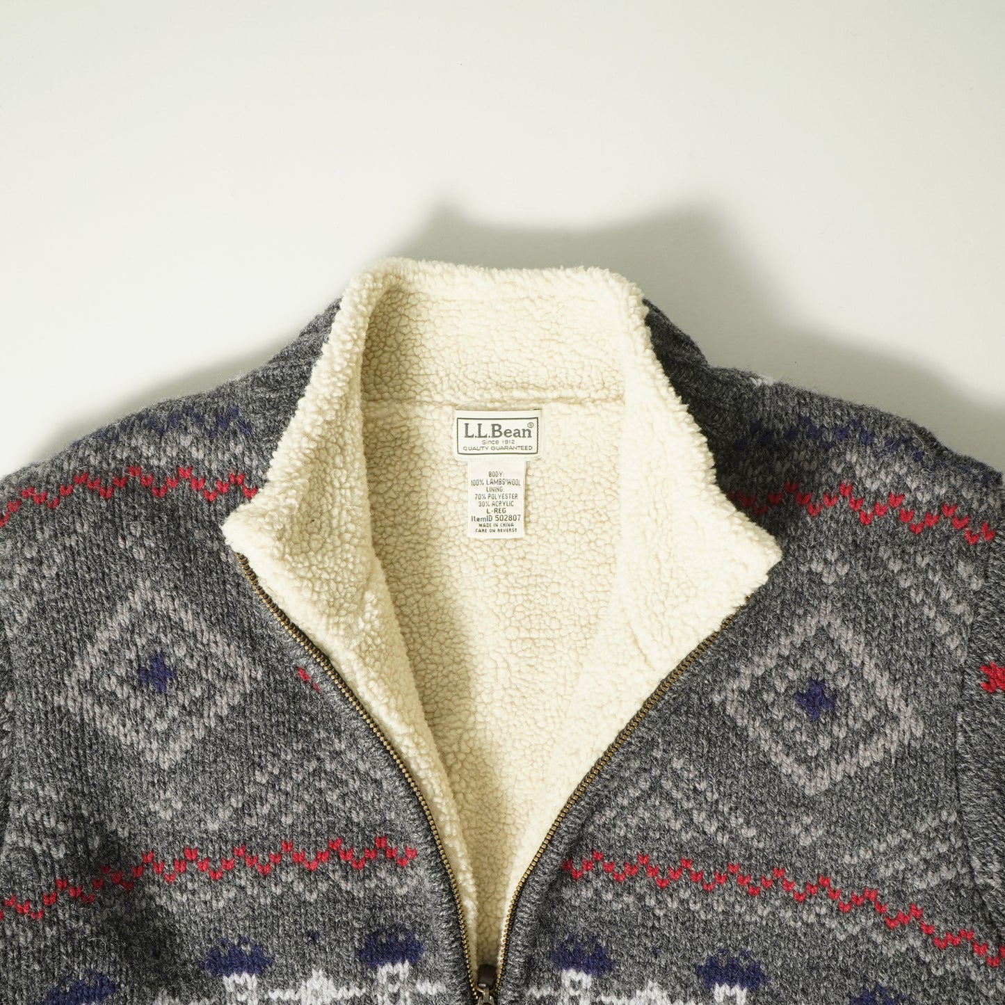 L.L.Bean Lamb Wool Zip Cardigan
