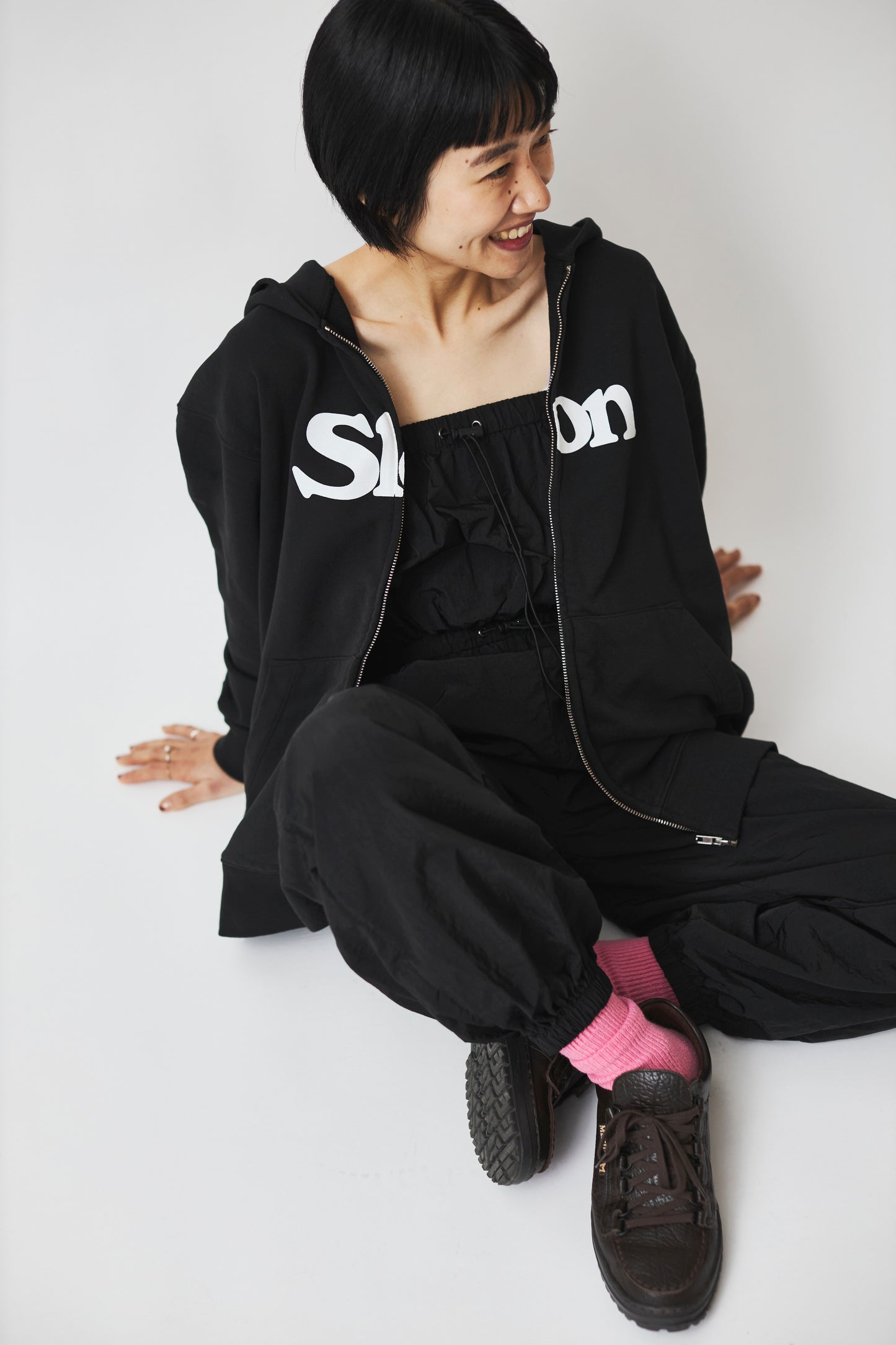 Slon Basic Full Zip Hoodie - Garment Dyed Black