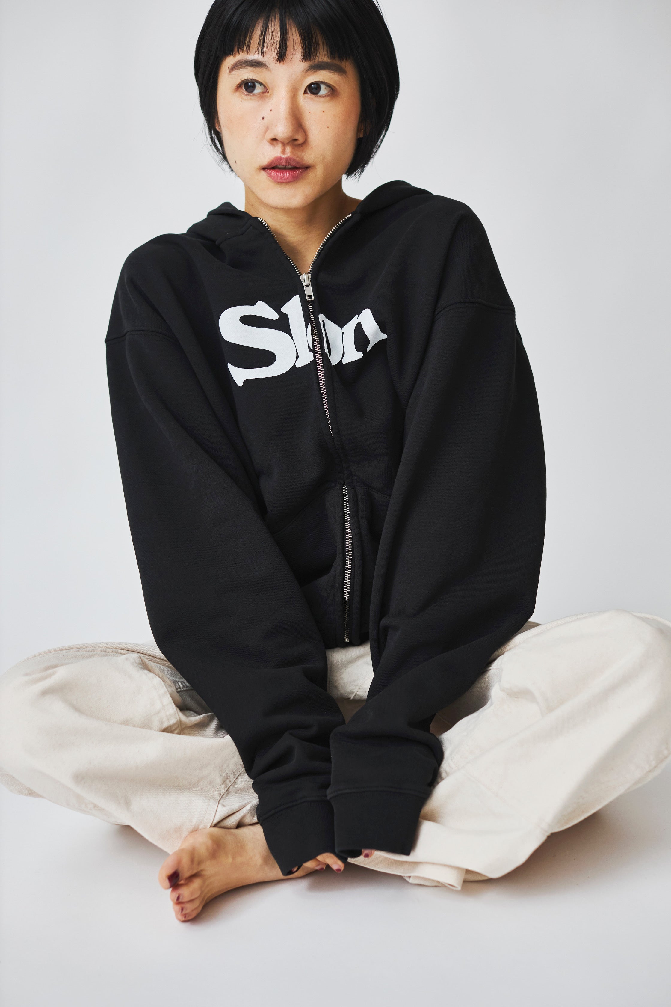 Slon Basic Full Zip Hoodie - Garment Dyed Black – SLON STORE