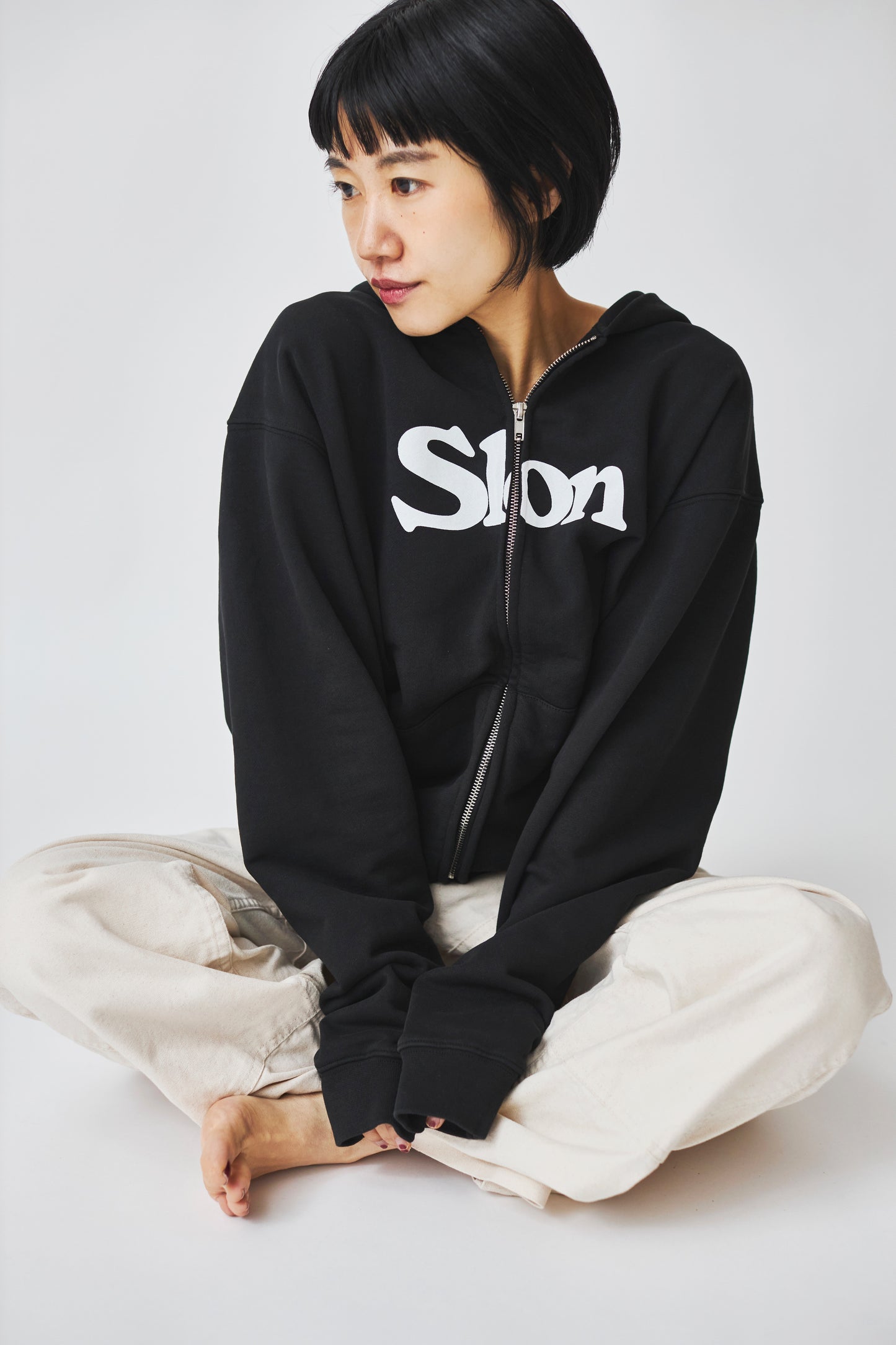 Slon Basic Full Zip Hoodie - Garment Dyed Black