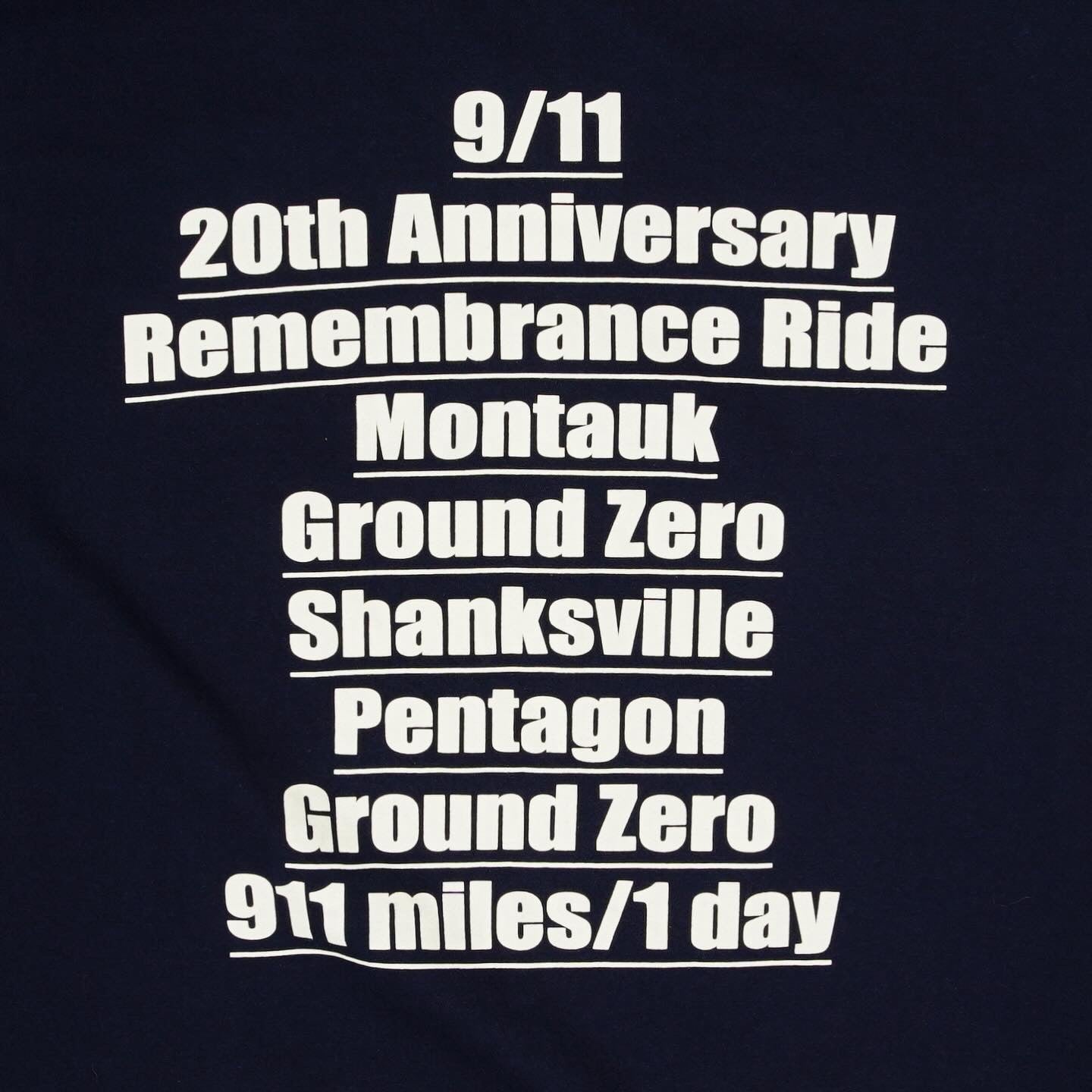 9/11 20th Anniversary Remembrance Ride 911 Miles/ 1Day Tee