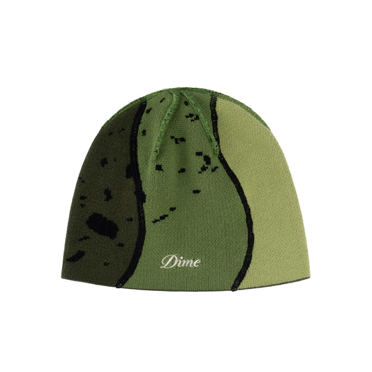 Dime Reverse Stitch Skully Beanie - Green