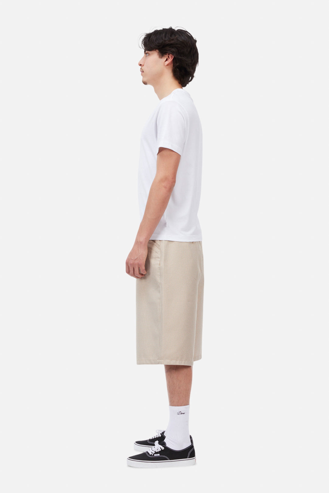 Dime Baggy Houndstooth Shorts - Beige