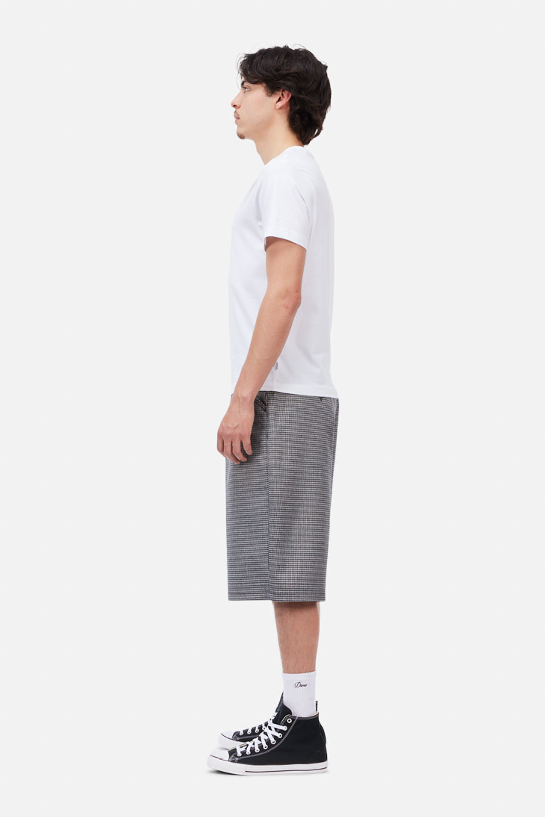 Dime Baggy Houndstooth Shorts - Gray