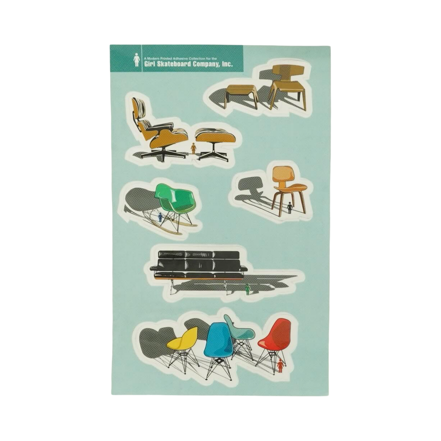 Girl Skateboard Eames Chair Sticker Sheet