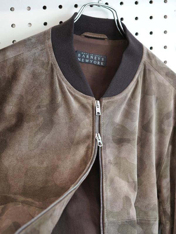 BARNEYS NEW YORK Camo Suede Jacket