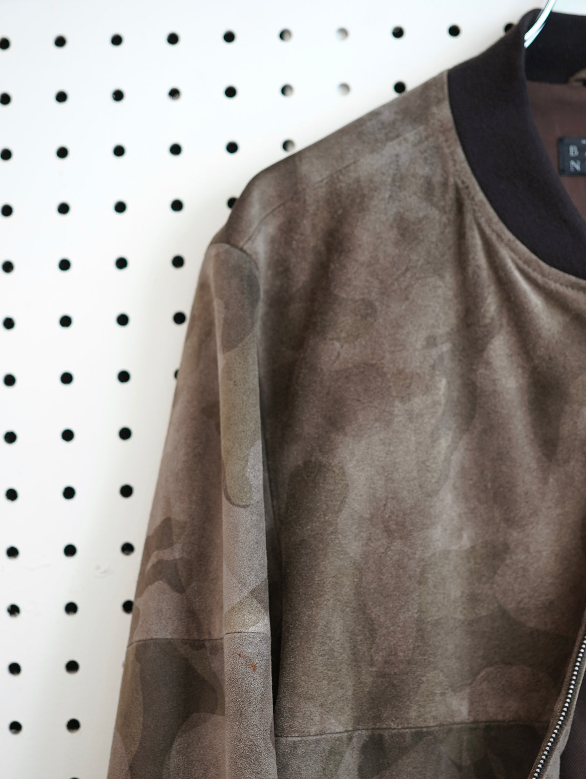 BARNEYS NEW YORK Camo Suede Jacket