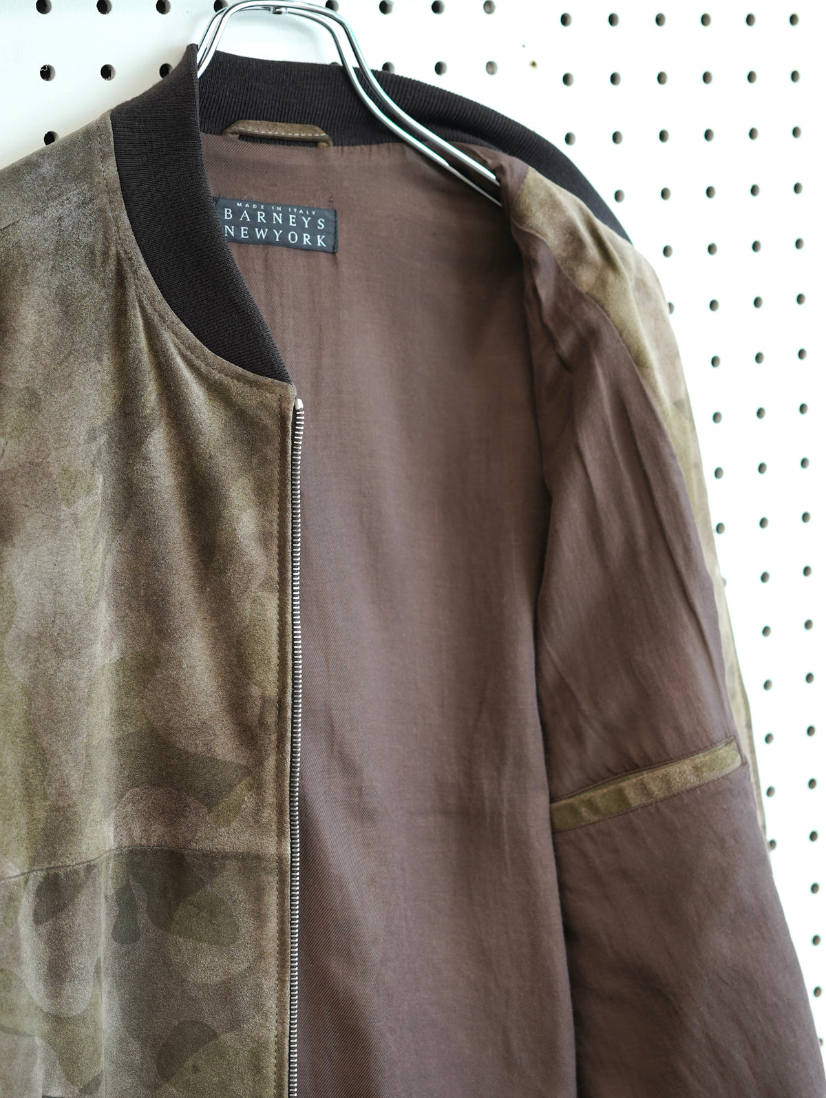 BARNEYS NEW YORK Camo Suede Jacket