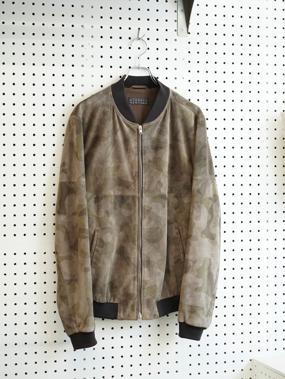BARNEYS NEW YORK Camo Suede Jacket