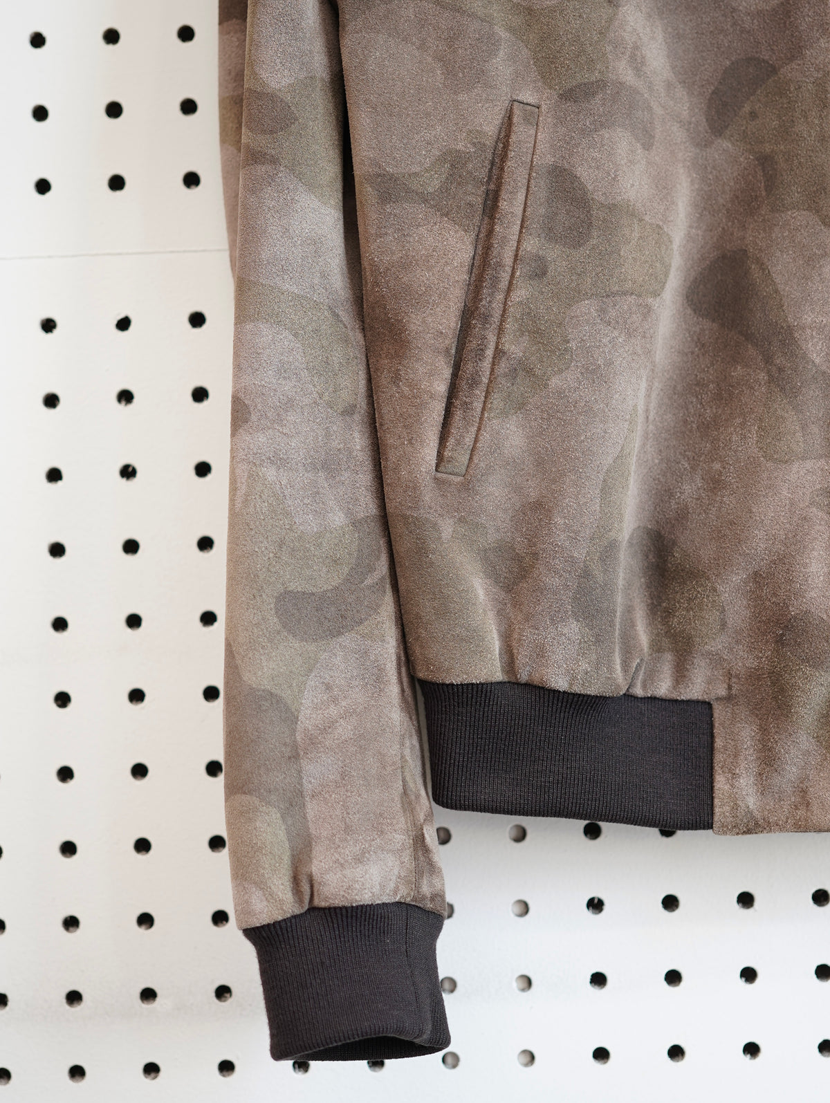 BARNEYS NEW YORK Camo Suede Jacket