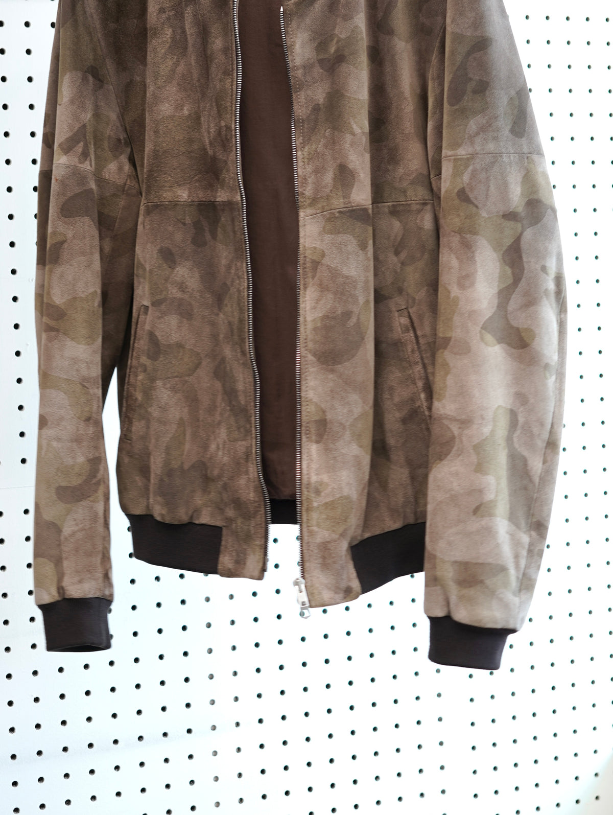 BARNEYS NEW YORK Camo Suede Jacket