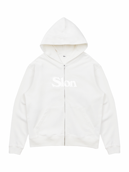 Slon Basic Full Zip Hoodie - White