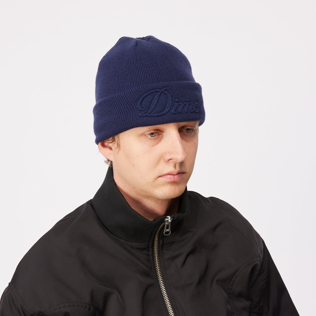 Dime Cursive Fold Beanie - Navy