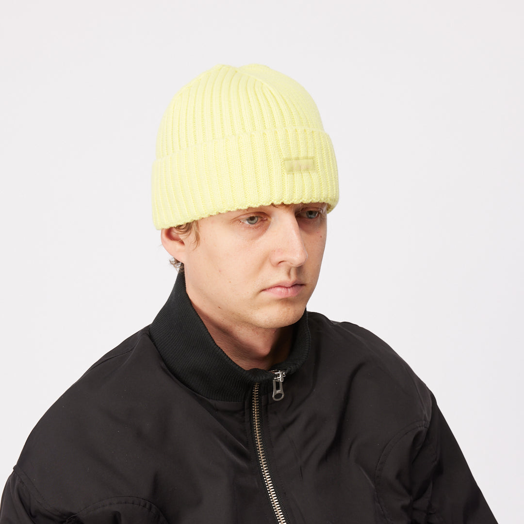 Dime Cursive Rib Beanie - Neon Yellow