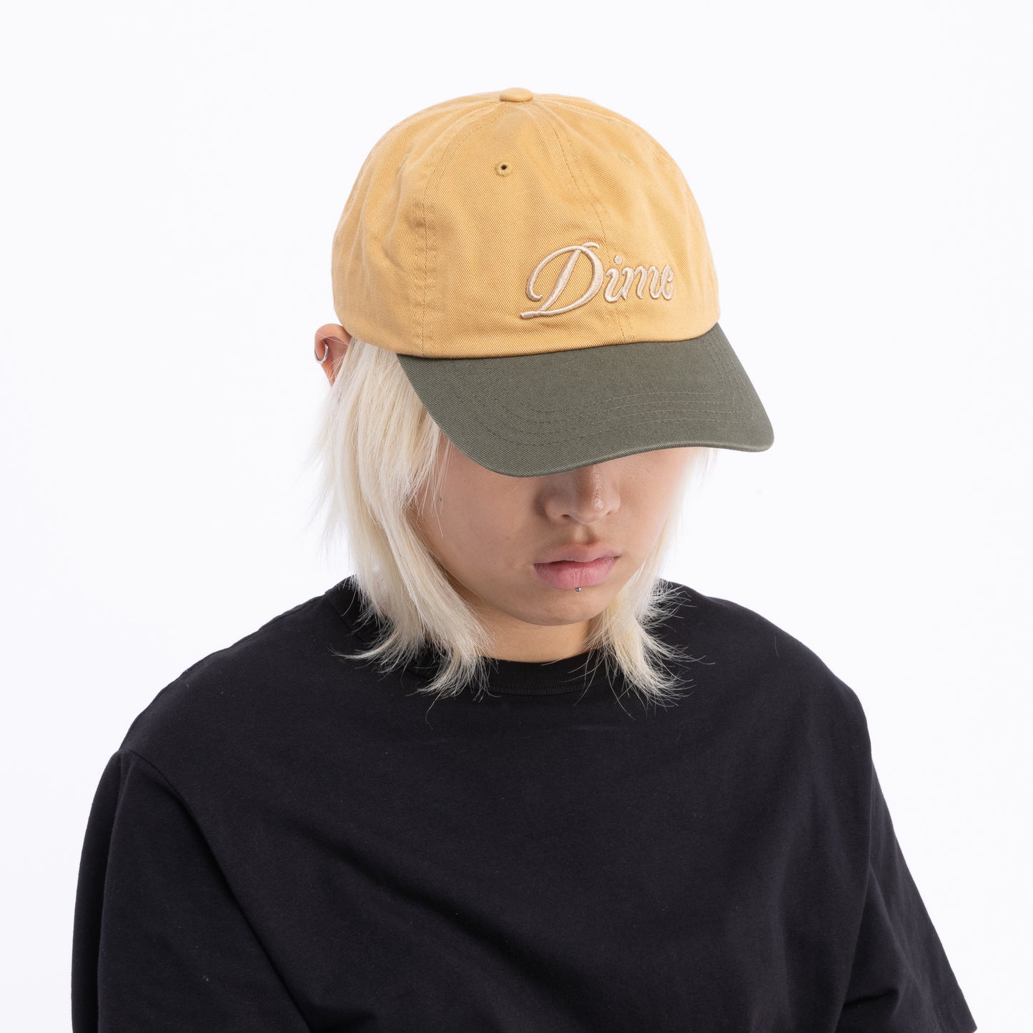 Dime Cursive Low Pro Cap - Wheat x Green